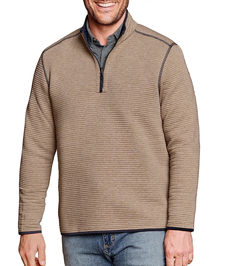 Johnston & Murphy Reversible Channel Quilted Quarter-Zip Pullover