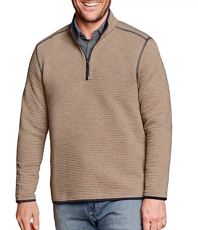 Johnston & Murphy Reversible Channel Quilted Quarter-Zip Pullover