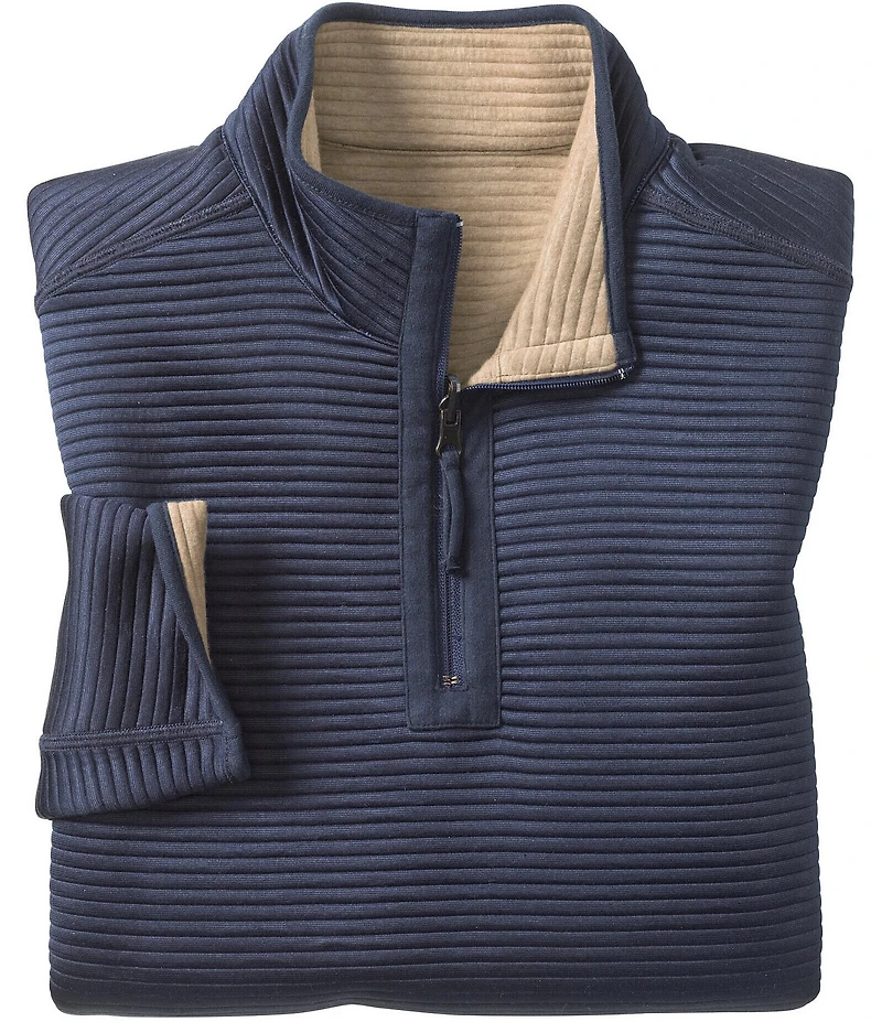 Johnston & Murphy Reversible Channel Quilted Quarter-Zip Pullover