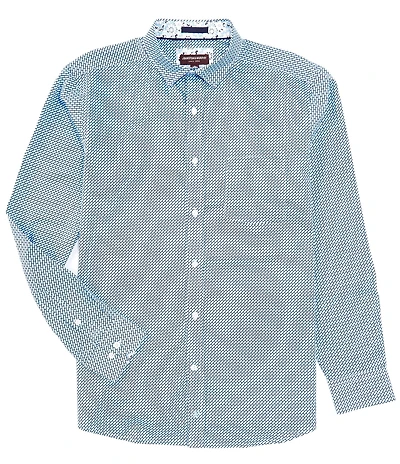 Johnston & Murphy Sateen Bar Print Long Sleeve Woven Shirt