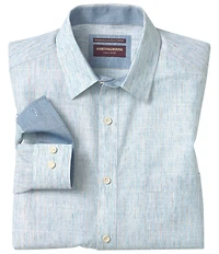 Johnston & Murphy Stripe Slub Linen Blend Long Sleeve Woven Shirt