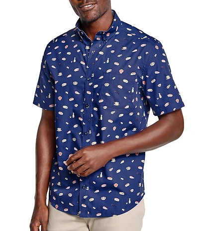Johnston & Murphy Sushi Print Short Sleeve Woven Shirt