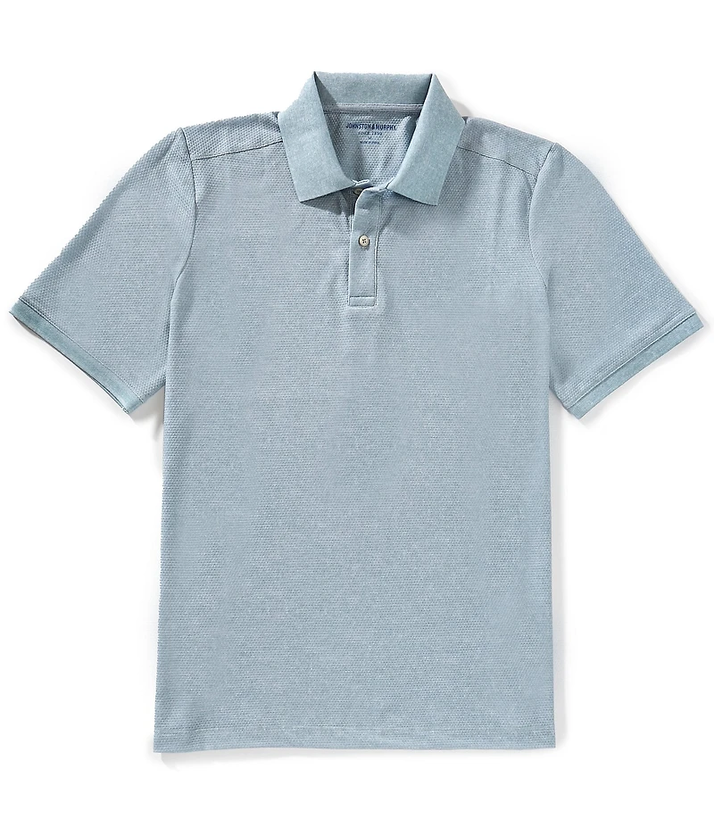 Johnston & Murphy Textured Print Short Sleeve Polo Shirt