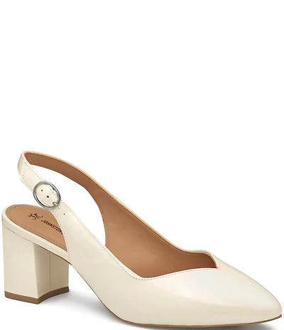 Johnston & Murphy Vicki Patent Leather Slingback Block Heel Pumps
