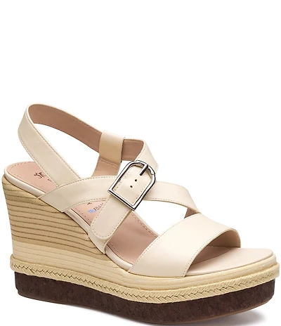 Johnston & Murphy Women's Addison Leather Asymmetrical Wedge Sandals