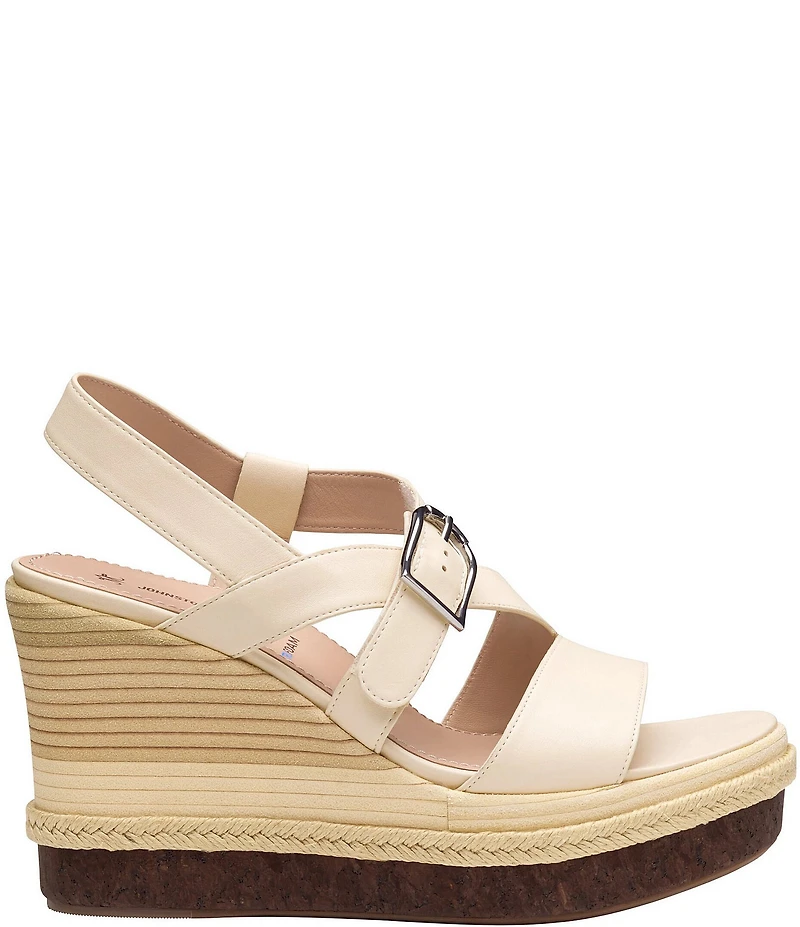 Johnston & Murphy Women's Addison Leather Asymmetrical Wedge Sandals