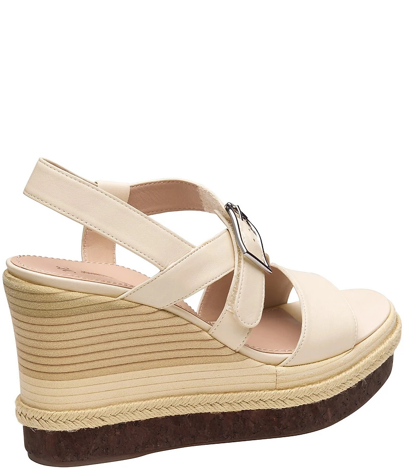 Johnston & Murphy Women's Addison Leather Asymmetrical Wedge Sandals
