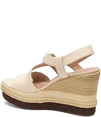 Johnston & Murphy Women's Addison Leather Asymmetrical Wedge Sandals