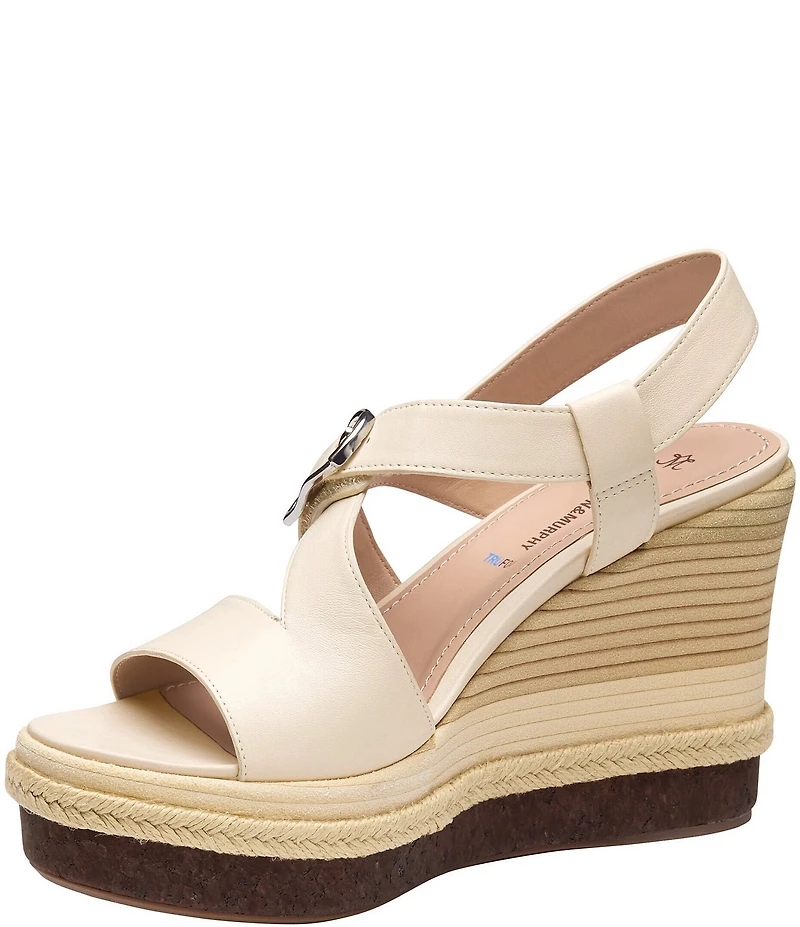 Johnston & Murphy Women's Addison Leather Asymmetrical Wedge Sandals