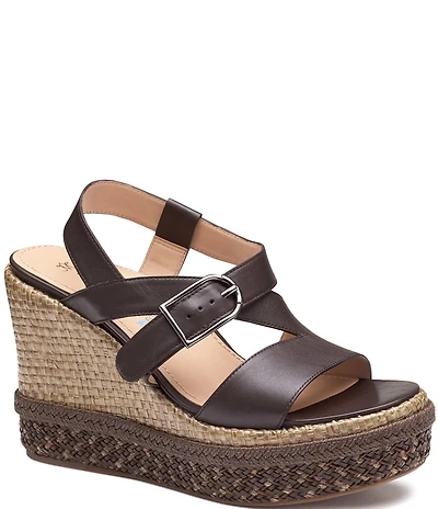 Johnston & Murphy Women's Addison Leather Asymmetrical Wedge Sandals