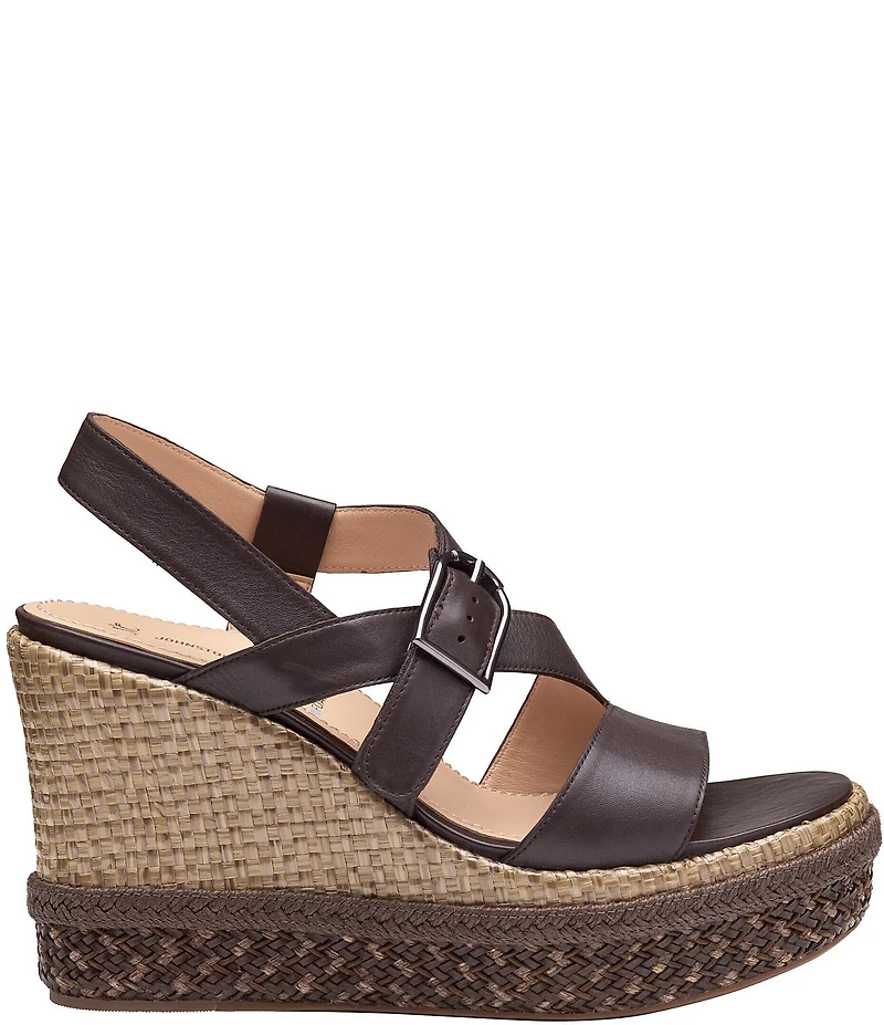 Johnston & Murphy Women's Addison Leather Asymmetrical Wedge Sandals