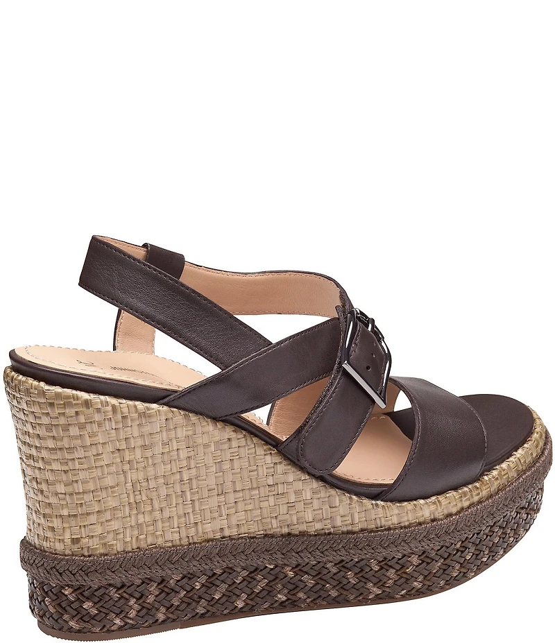 Johnston & Murphy Women's Addison Leather Asymmetrical Wedge Sandals