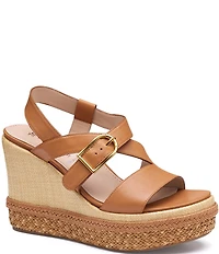 Johnston & Murphy Women's Addison Leather Asymmetrical Wedge Sandals