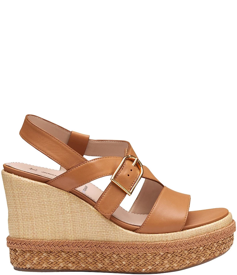 Johnston & Murphy Women's Addison Leather Asymmetrical Wedge Sandals