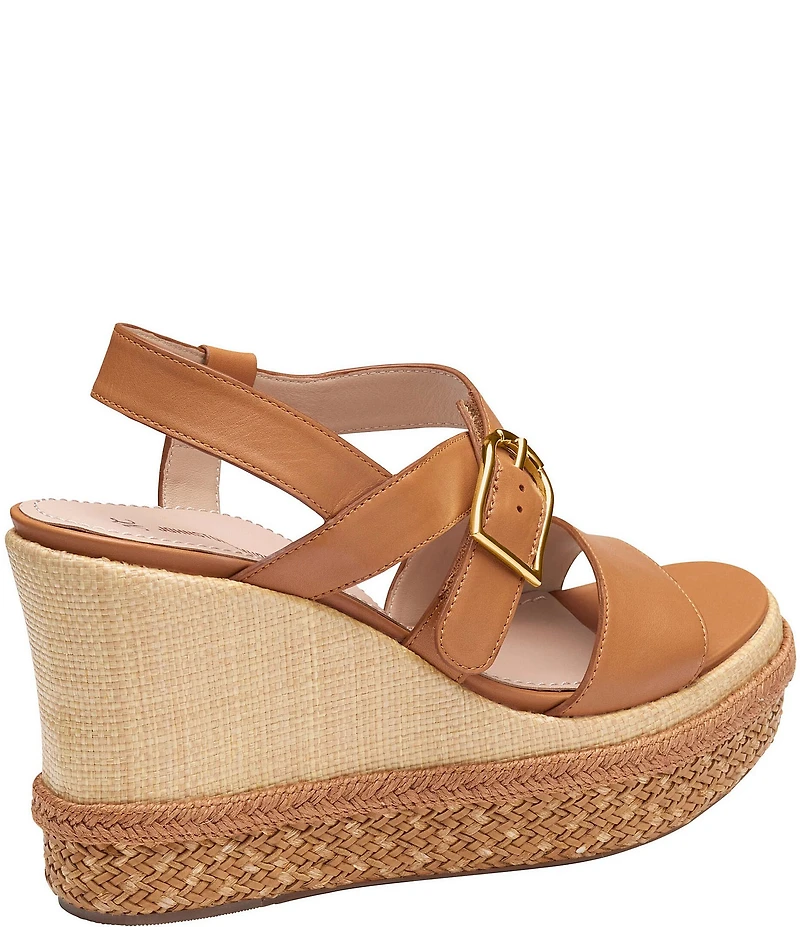 Johnston & Murphy Women's Addison Leather Asymmetrical Wedge Sandals