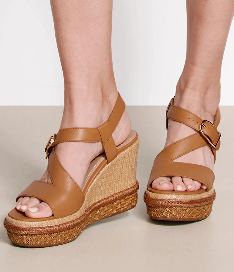 Johnston & Murphy Women's Addison Leather Asymmetrical Wedge Sandals