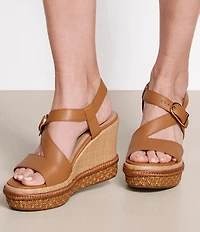 Johnston & Murphy Women's Addison Leather Asymmetrical Wedge Sandals