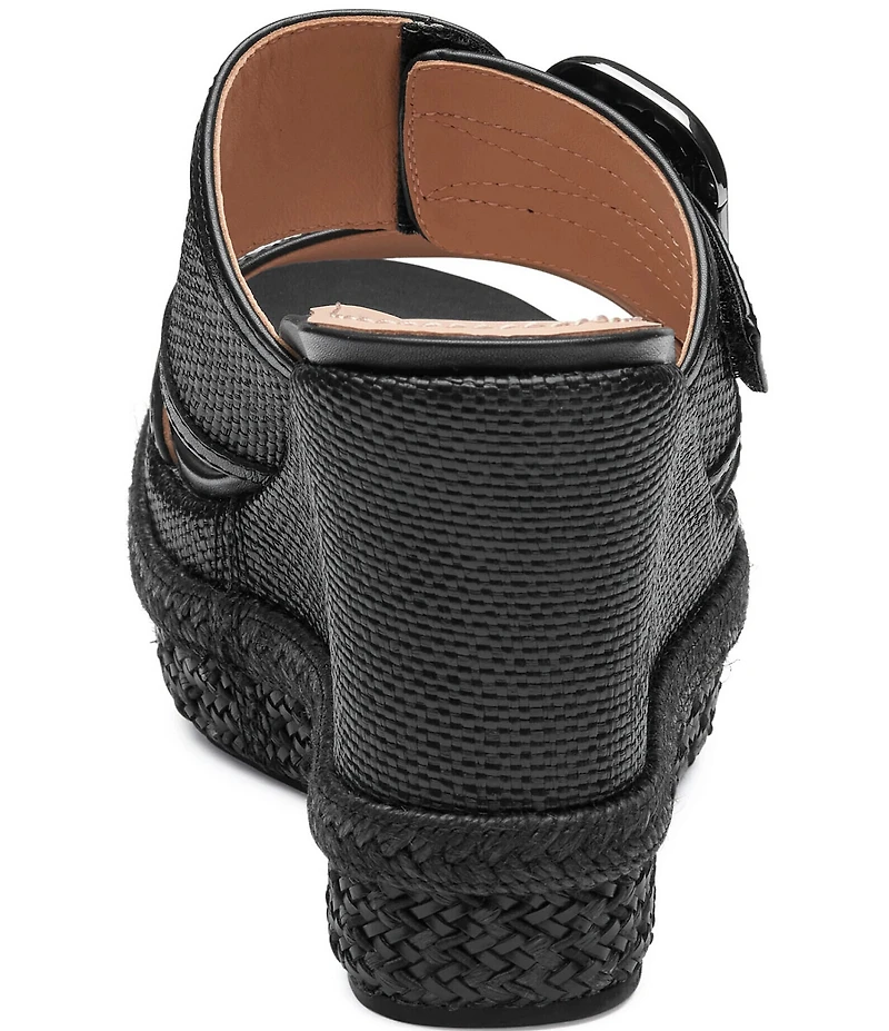 Johnston & Murphy Women's Addison Raffia Leather Slide Wedge Platform Sandals