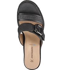 Johnston & Murphy Women's Addison Raffia Leather Slide Wedge Platform Sandals