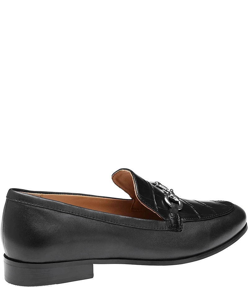 Johnston & Murphy Women's Ali Leather Croco Embossed Bit Buckle Loafers