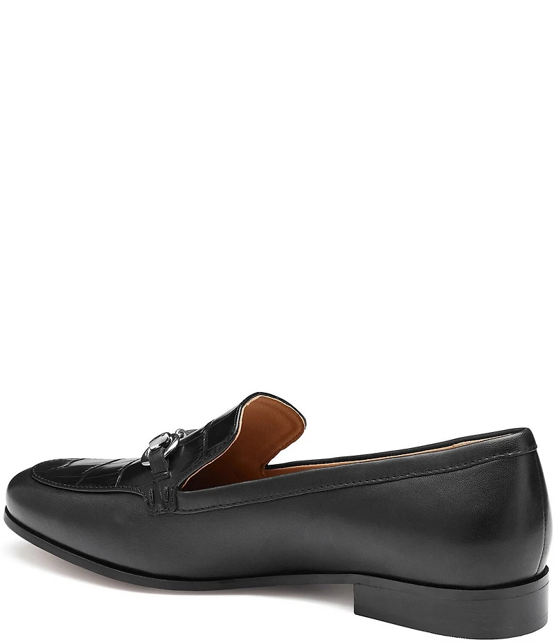 Johnston & Murphy Women's Ali Leather Croco Embossed Bit Buckle Loafers