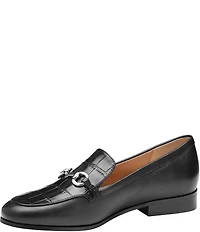 Johnston & Murphy Women's Ali Leather Croco Embossed Bit Buckle Loafers