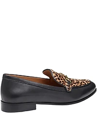 Johnston & Murphy Women's Ali Leather Leopard Print Calf Hair Bit Buckle Loafers