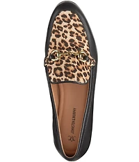 Johnston & Murphy Women's Ali Leather Leopard Print Calf Hair Bit Buckle Loafers