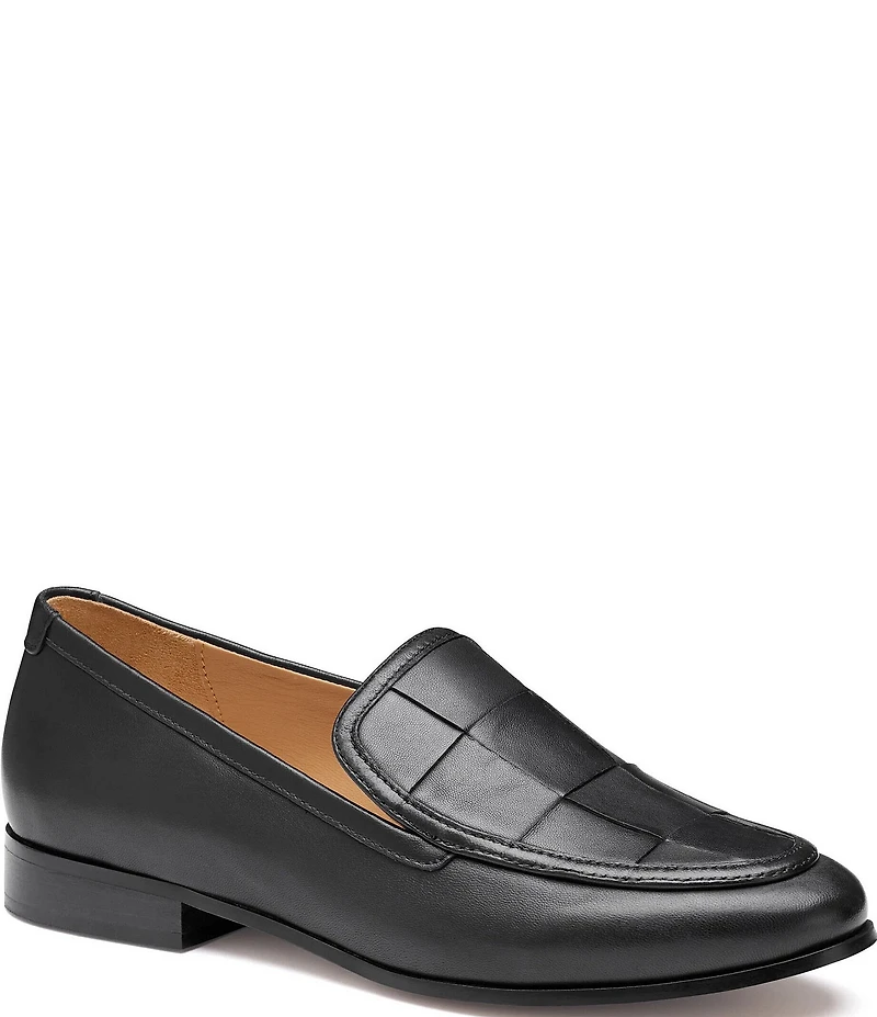 Johnston & Murphy Women's Ali Leather Woven Vamp Loafers