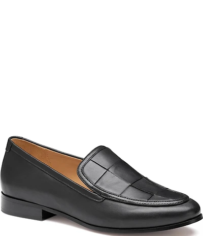 Johnston & Murphy Women's Ali Leather Woven Vamp Loafers