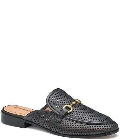 Johnston & Murphy Women's Ali Perforated Bit Buckle Loafer Mules