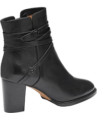 Johnston & Murphy Women's Amy Leather Belt Strap Hardware Booties