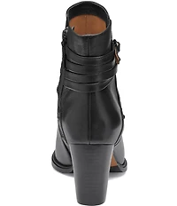 Johnston & Murphy Women's Amy Leather Belt Strap Hardware Booties