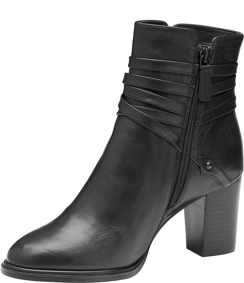 Johnston & Murphy Women's Amy Leather Belt Strap Hardware Booties