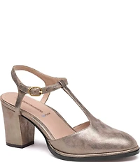 Johnston & Murphy Women's Amy Metallic Suede T-Strap Mary Jane Pumps