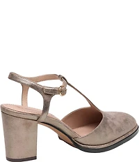 Johnston & Murphy Women's Amy Metallic Suede T-Strap Mary Jane Pumps