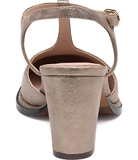 Johnston & Murphy Women's Amy Metallic Suede T-Strap Mary Jane Pumps