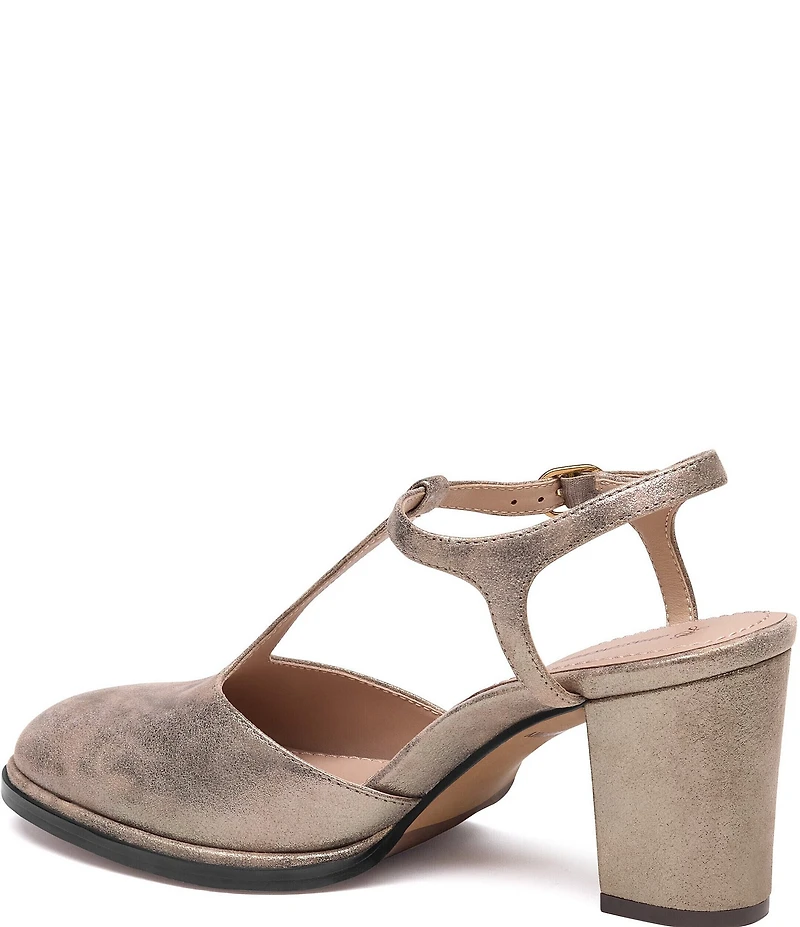 Johnston & Murphy Women's Amy Metallic Suede T-Strap Mary Jane Pumps