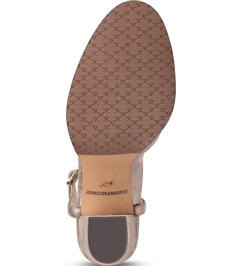 Johnston & Murphy Women's Amy Metallic Suede T-Strap Mary Jane Pumps