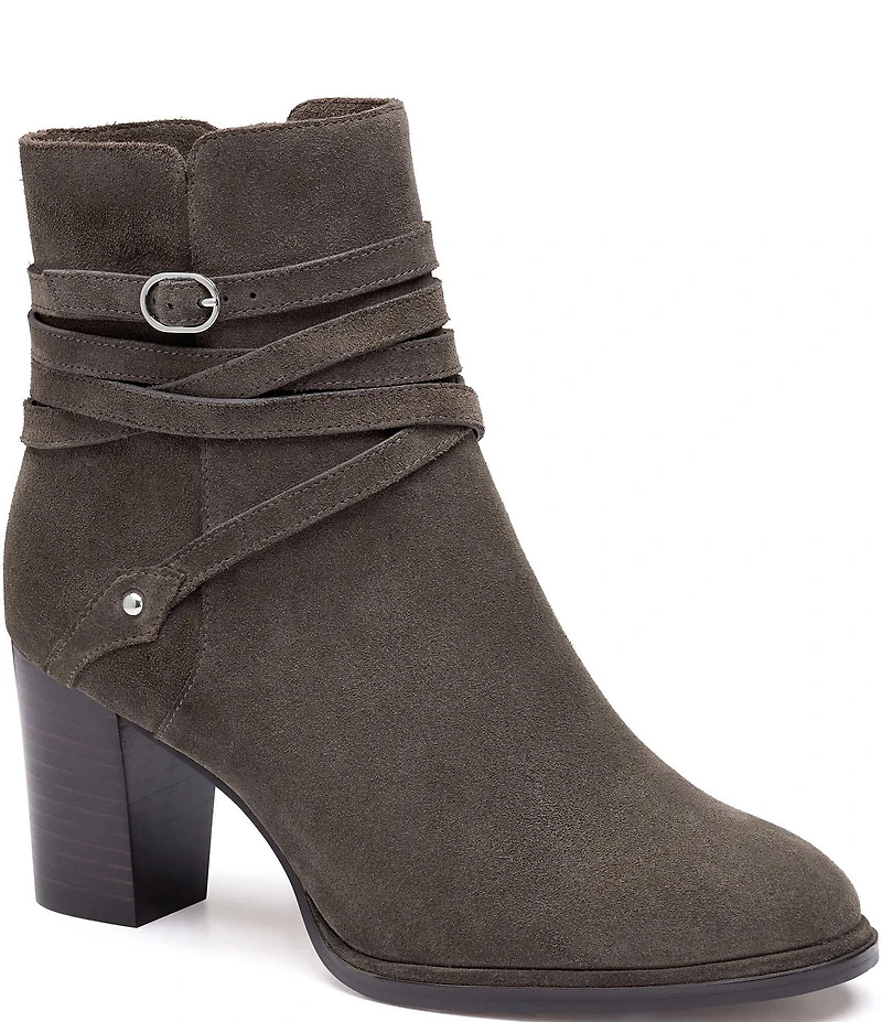 Johnston & Murphy Women's Amy Suede Belt Strap Hardware Booties