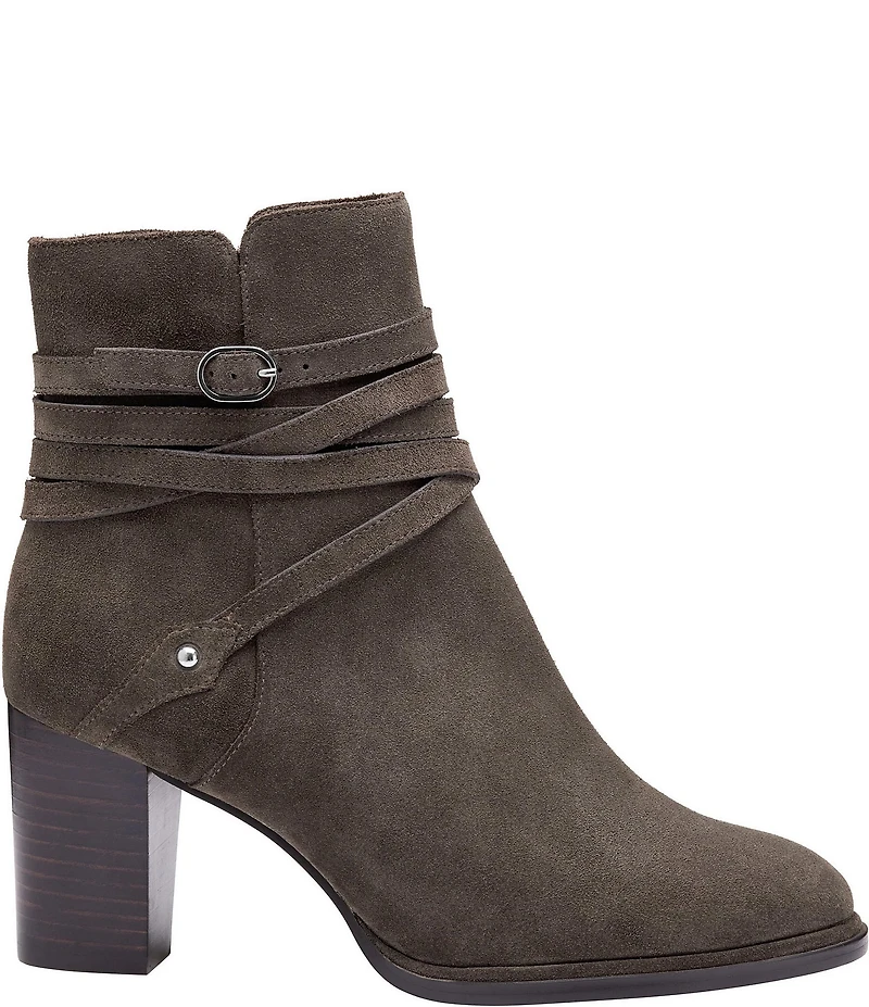 Johnston & Murphy Women's Amy Suede Belt Strap Hardware Booties