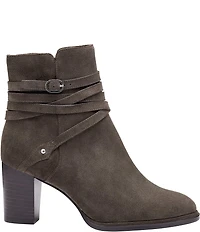 Johnston & Murphy Women's Amy Suede Belt Strap Hardware Booties