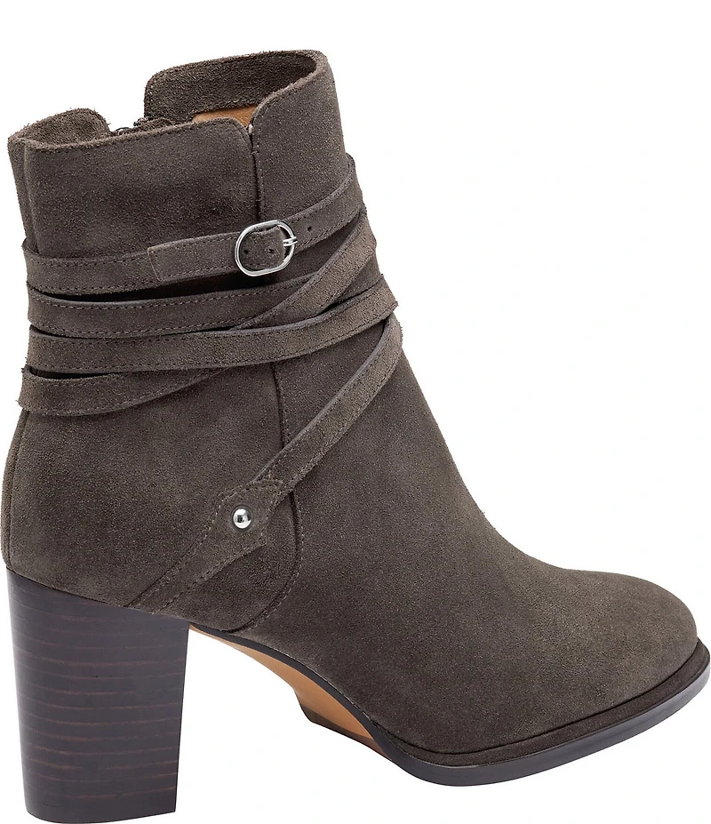Johnston & Murphy Women's Amy Suede Belt Strap Hardware Booties