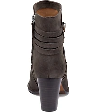 Johnston & Murphy Women's Amy Suede Belt Strap Hardware Booties