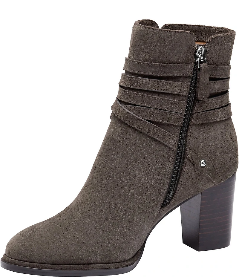 Johnston & Murphy Women's Amy Suede Belt Strap Hardware Booties