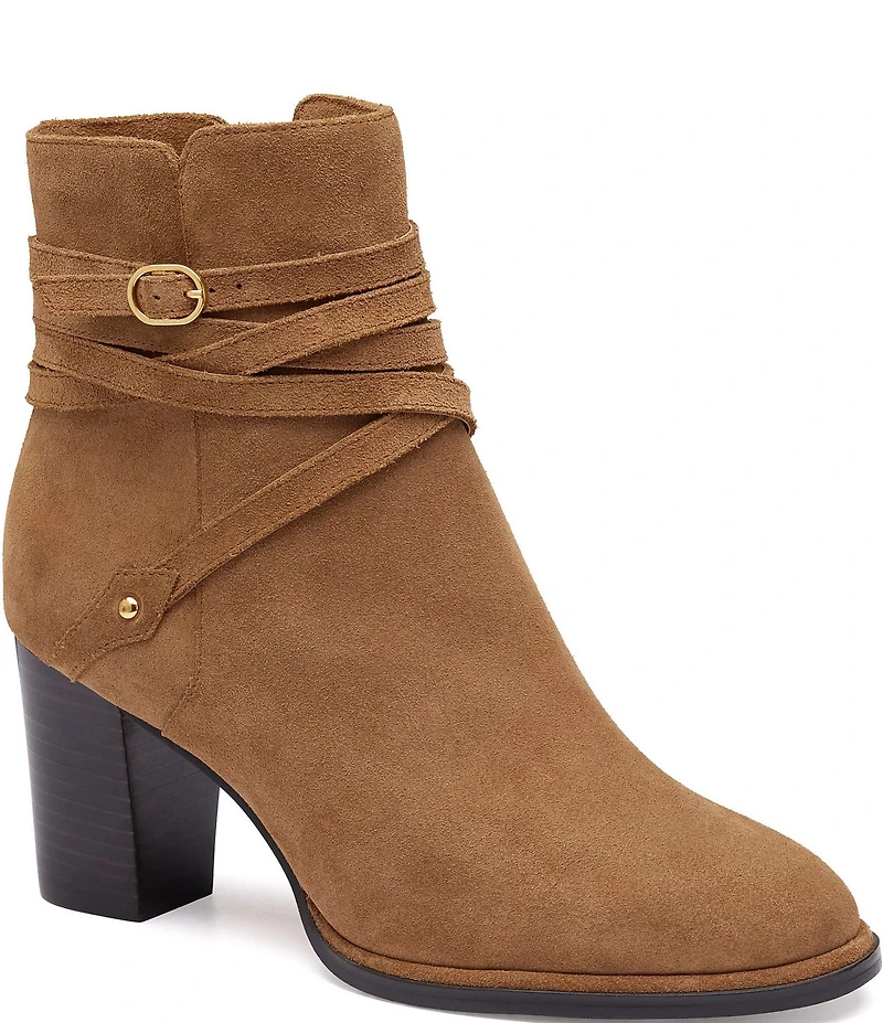 Johnston & Murphy Women's Amy Suede Belt Strap Hardware Booties