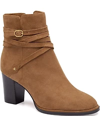 Johnston & Murphy Women's Amy Suede Belt Strap Hardware Booties