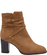Johnston & Murphy Women's Amy Suede Belt Strap Hardware Booties