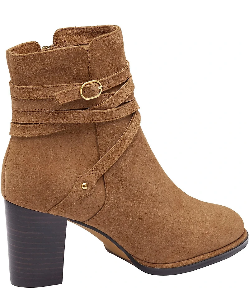 Johnston & Murphy Women's Amy Suede Belt Strap Hardware Booties