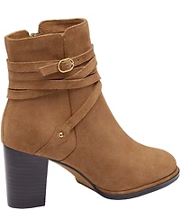 Johnston & Murphy Women's Amy Suede Belt Strap Hardware Booties